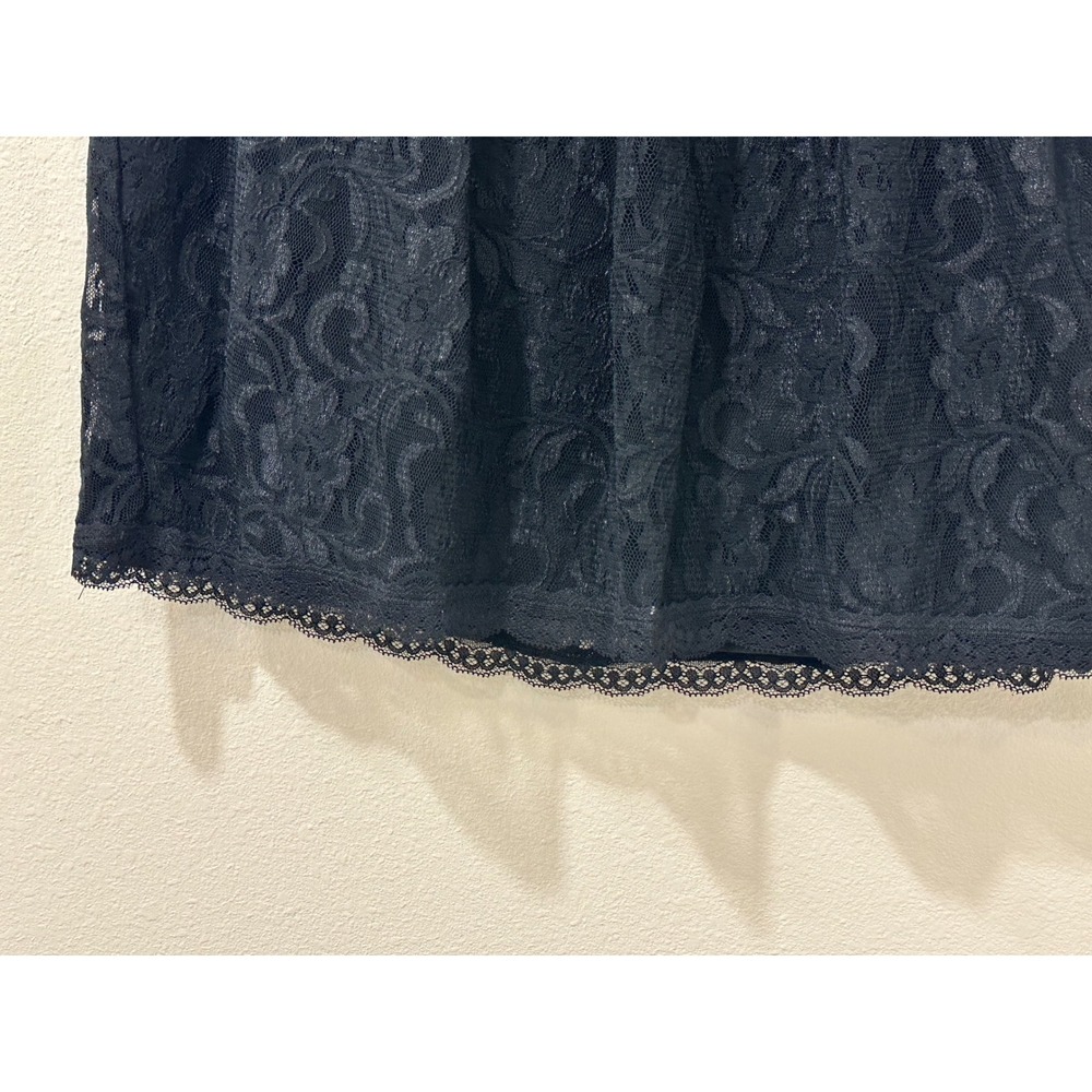 Worthington Black Floral Lace A-Line Skirt Satin Trim Waist Scalloped Hem Size 8 - Picture 2 of 4
